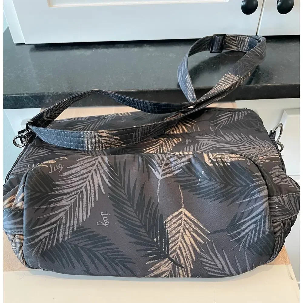 Adagio quilted bubble adjustable crossbody by LUG in Tropical Fog RFID